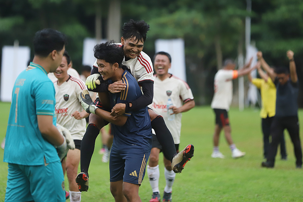 Pertandingan final mempertemukan KWP dengan tim kesebelasan Detik.com. (BeritaNasional/Elvis Sendouw)