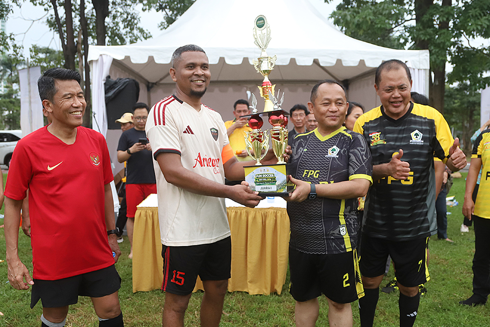 Pertandingan final mempertemukan KWP dengan tim kesebelasan Detik.com. (BeritaNasional/Elvis Sendouw)