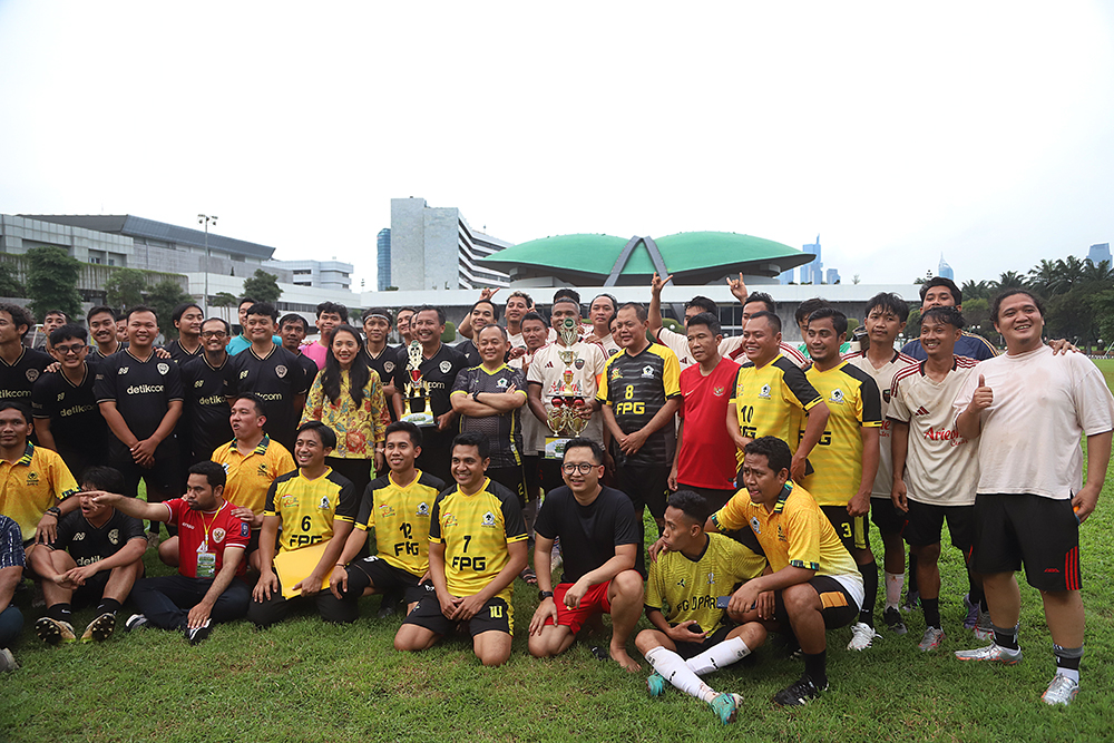Pertandingan final mempertemukan KWP dengan tim kesebelasan Detik.com. (BeritaNasional/Elvis Sendouw)