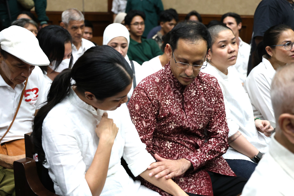 Nadiem Makarim bersiap menjalani sidang tuntutan di Pengadilan Tipikor,Jakarta,  Rabu (13/5/2026). (Beritanasional.com/Oke Atmaja)