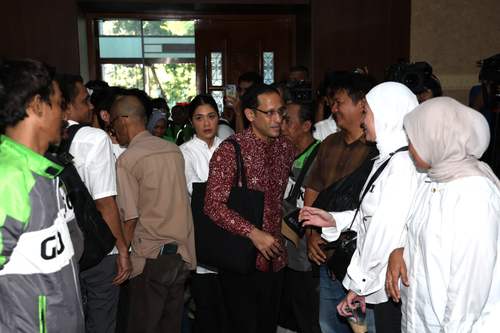 Nadiem Makarim bersiap menjalani sidang tuntutan di Pengadilan Tipikor,Jakarta,  Rabu (13/5/2026). (Beritanasional.com/Oke Atmaja)