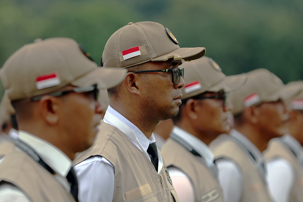 Upacara penutupan pembekalan peserta Diklat Panitia Penyelenggara Ibadah Haji (PPIH) Arab Saudi 2026. (BeritaNasional/Elvis Sendouw)