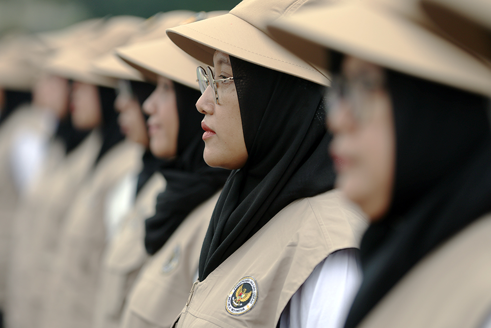 Upacara penutupan pembekalan peserta Diklat Panitia Penyelenggara Ibadah Haji (PPIH) Arab Saudi 2026. (BeritaNasional/Elvis Sendouw)