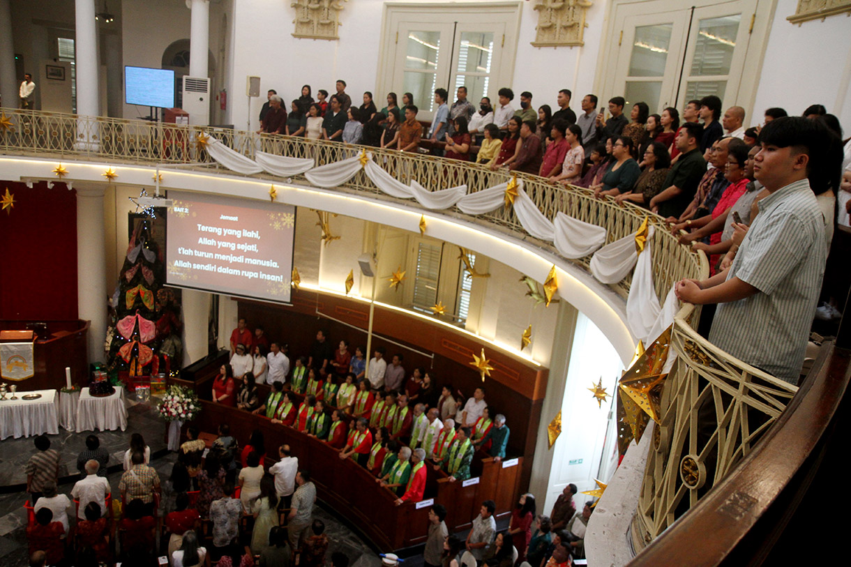 Umat Protestan mengikuti Misa Natal di GPIB Immanuel, Jakarta, Rabu (25/12/2024).(BeritaNasional.com/Oke Atmaja)