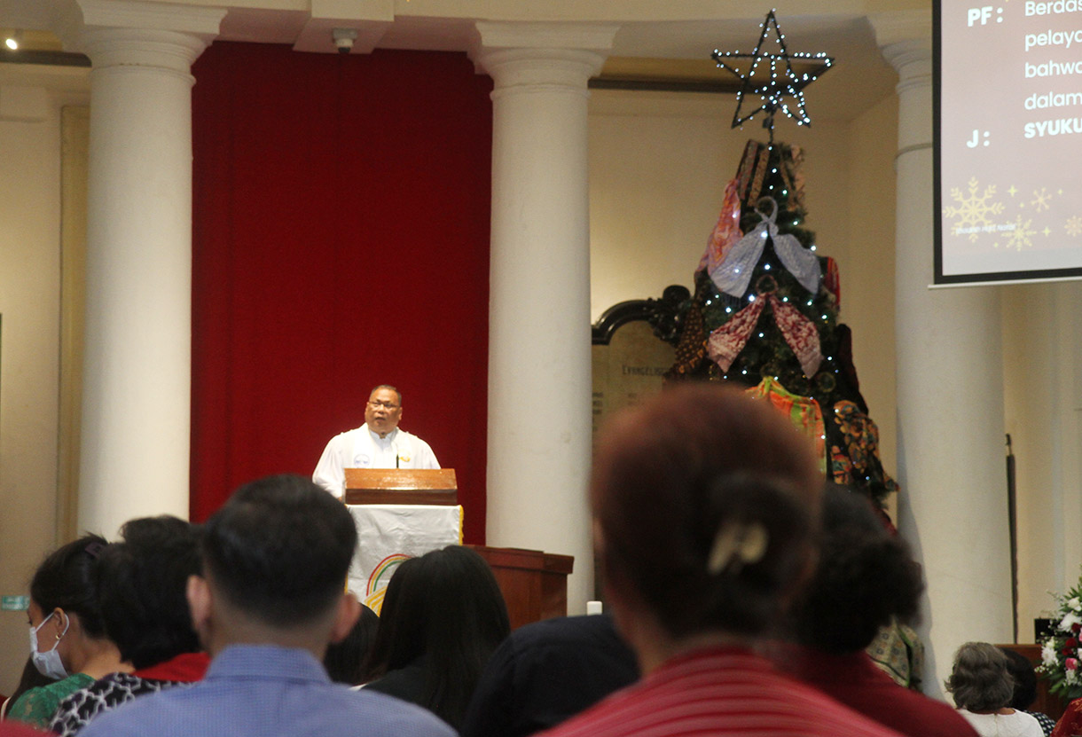 Umat Protestan mengikuti Misa Natal di GPIB Immanuel, Jakarta, Rabu (25/12/2024).(BeritaNasional.com/Oke Atmaja)