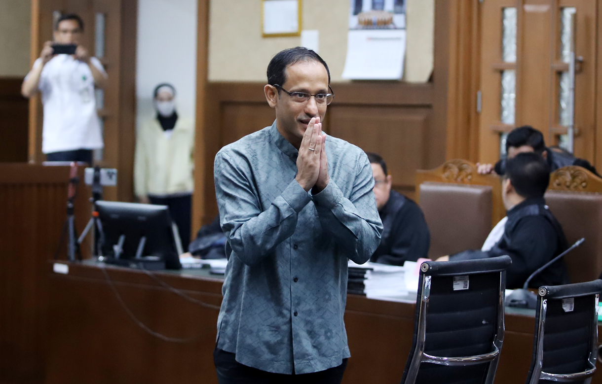 Terdakwa kasus dugaan korupsi dalam digitalisasi pendidikan pengadaan laptop Chromebook. (Beritanasional/Oke Atmaja)