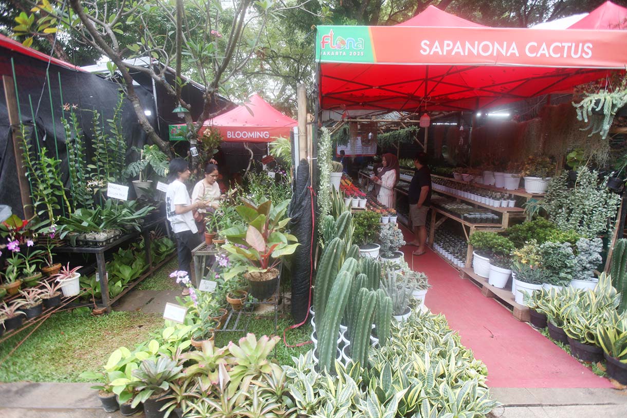 Suasana Pameran Flora dan Fauna (Flona) 2025 di Taman Lapangan Banteng, Jakarta, Rabu (20/8/2025). (Beritanasional.com/Oke Atmaja)