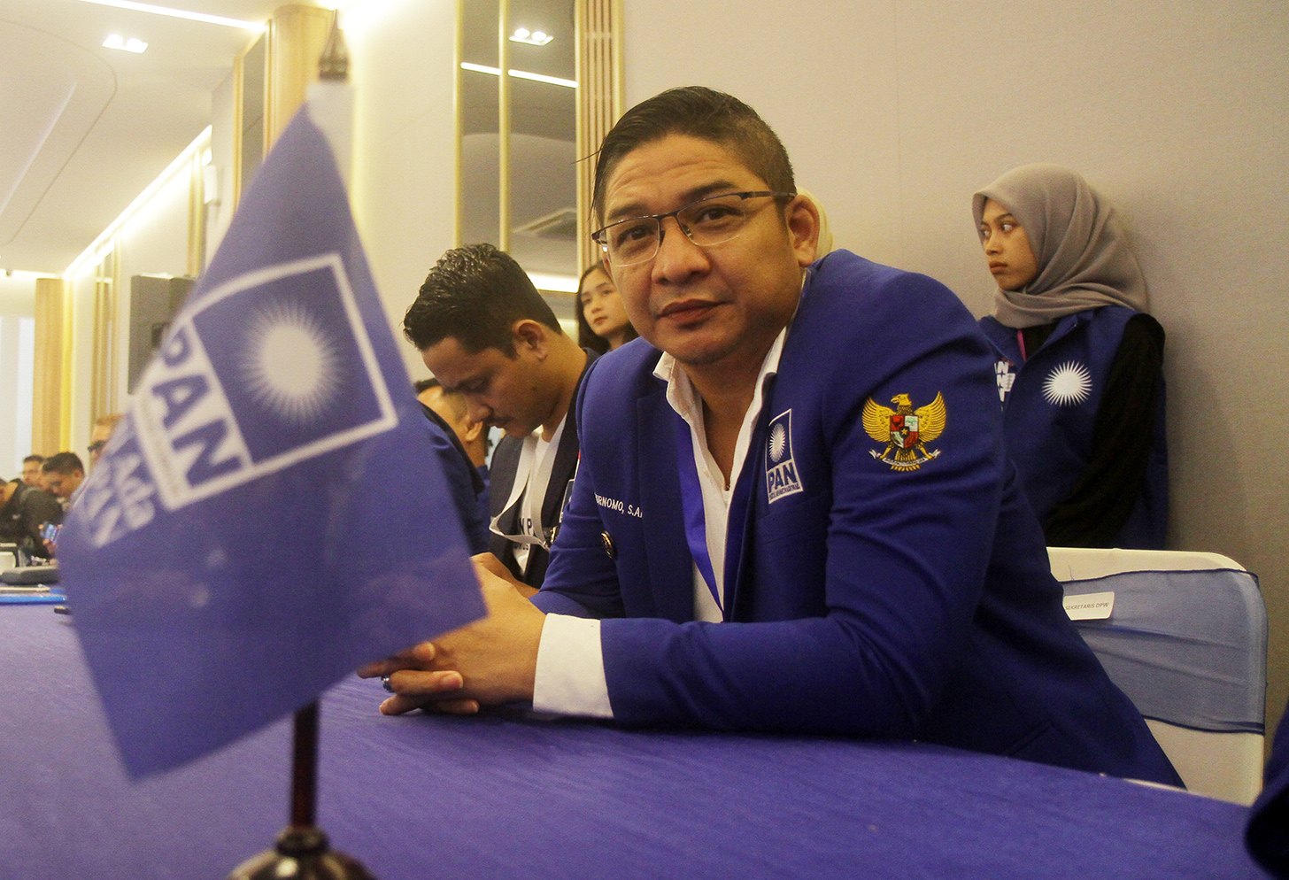 Ketua Umum PAN (Partai Amanat Nasional) Zulkifli Hasan memberi sambutan saat Rakernas (Rapat Kerja Nasional) ke 4 di Jakarta, Sabtu (29/6/2024). (BeritaNasional.com/Oke Atmaja)