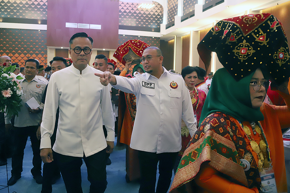 Pengukuhan Pengurus Dewan Pimpinan Pusat Ikatan Keluarga Minang (DPP IKM) periode 2025–2030, di Gedung Nusantara IV, Kompleks Parlemen, Senayan, Jakarta, Sabtu (11/4/2026). (BeritaNasional/Elvis Sendouw)