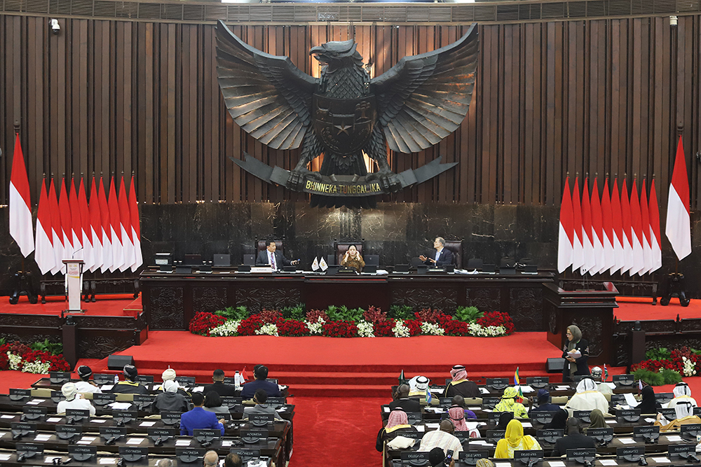 Penutupan Konferensi Ke-19 PUIC 2025 Penutupan Konferensi ke-19 Uni Parlemen Negara Anggota Organisasi Kerja Sama Islam atau Parliamentary Union of the OIC (PUIC) tahun 2025. (BeritaNasional/Elvis Sendouw)