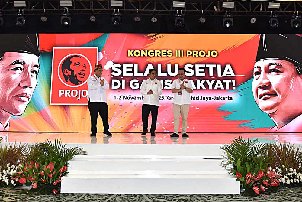 Penutupan Kongres PROJO III, Budi Arie Setiadi Kembali Pimpin PROJO Budi Arie Setiadi, kembali dipercaya memimpin DPP Relawan PROJO untuk periode 2025–2030. (BeritaNasional/Elvis Sendouw)