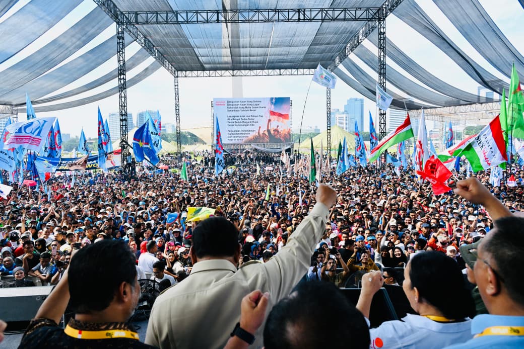 Presiden Prabowo hadiri peringatan Hari Buruh Internasional. (BeritaNasional/Elvis/HO Biro Pers Istana/Laily Rachev)