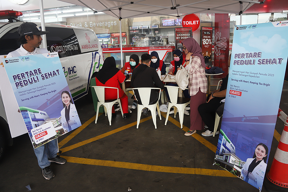 Peringatan Sumpah Pemuda, PT Pertare Bersama IHC RSPP Gelar Cek Kesehatan Gratis PT Pertare bersama  Indonesia Healthcare Corporation Rumah Sakit Pusat Pertamina (IHC RSPP) bertepatan dengan momentum peringatan Sumpah Pemuda, berikan kesehatan gratis. (BeritaNasional/Elvis Sendouw)