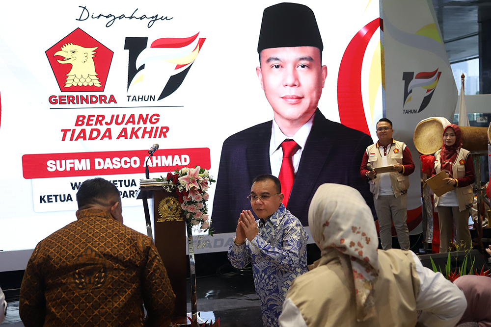 Partai Gerindra menggelar Gebyar UMKM Merah Putih dalam rangkaian peringati HUT Partai Gerindra Ke 17. (BeritaNasional/Elvis Sendouw)