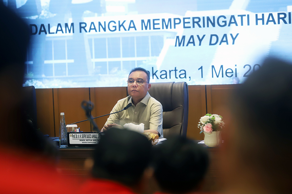Pimpinan DPR RI terima audiensi perwakilan buruh KASBI. (BeritaNasional/Elvis Sendouw)