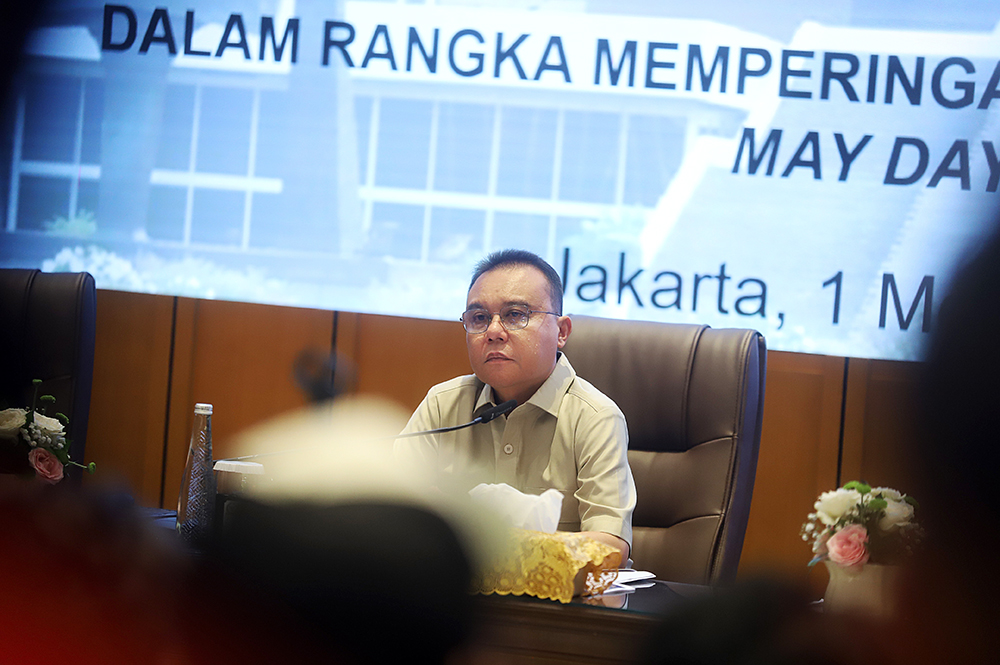 Pimpinan DPR RI terima audiensi perwakilan buruh KASBI. (BeritaNasional/Elvis Sendouw)