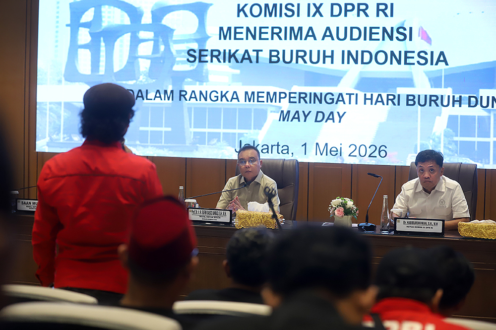 Pimpinan DPR RI terima audiensi perwakilan buruh KASBI. (BeritaNasional/Elvis Sendouw)