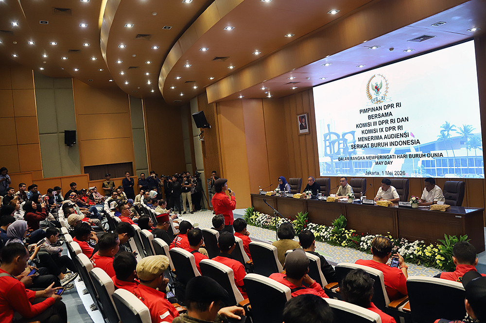 Pimpinan DPR RI terima audiensi perwakilan buruh KASBI. (BeritaNasional/Elvis Sendouw)