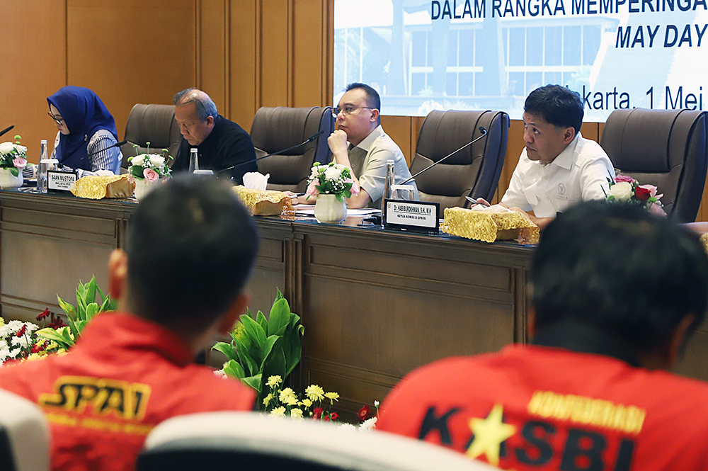 Pimpinan DPR RI terima audiensi perwakilan buruh KASBI. (BeritaNasional/Elvis Sendouw)