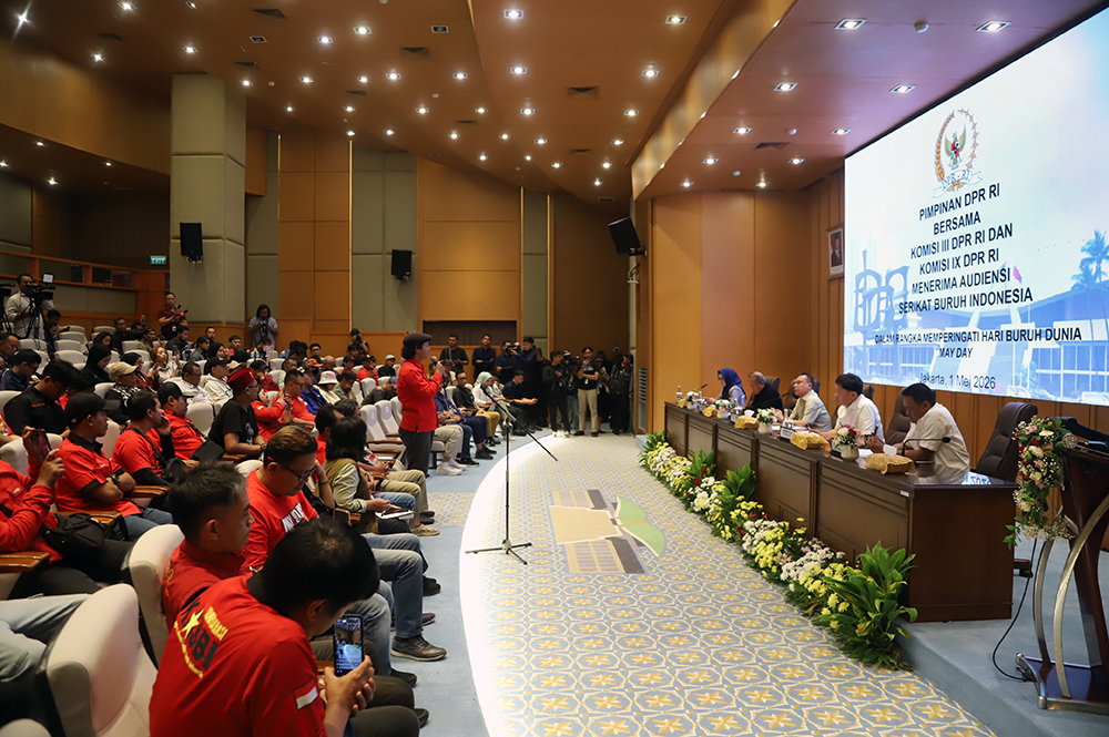 Pimpinan DPR RI terima audiensi perwakilan buruh KASBI. (BeritaNasional/Elvis Sendouw)