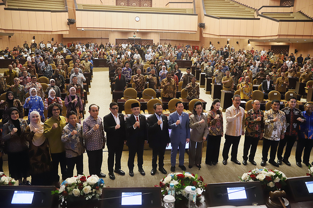 Ketua DPD Sultan Bachtiar Najamudin sampaikan pidato dalam Rapat Koordinasi Nasional (Rakornas). (BeritaNasional/Elvis Sendouw)