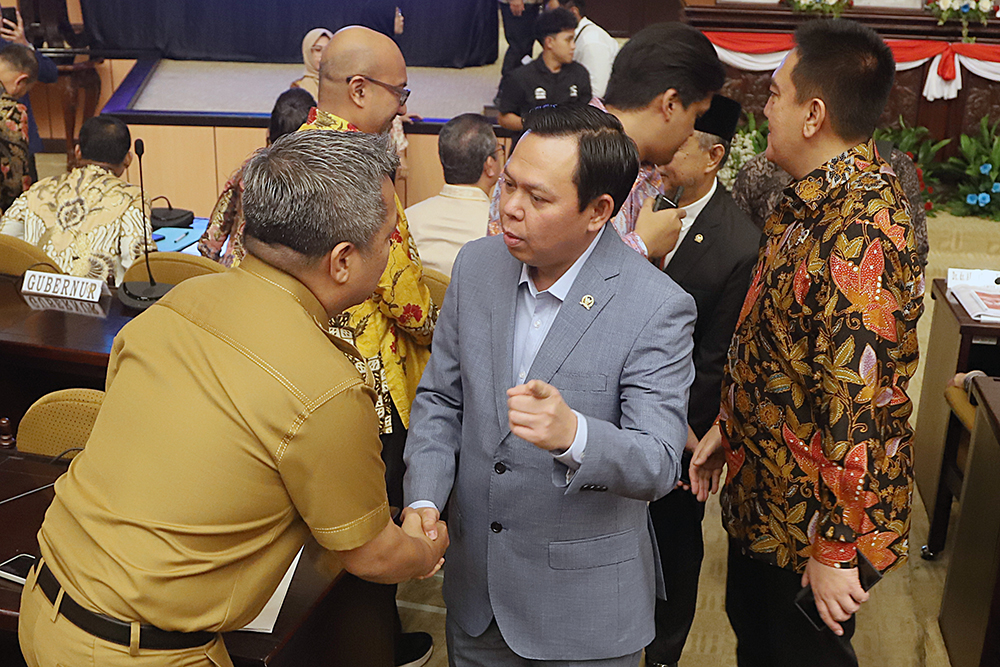 Ketua DPD Sultan Bachtiar Najamudin sampaikan pidato dalam Rapat Koordinasi Nasional (Rakornas). (BeritaNasional/Elvis Sendouw)