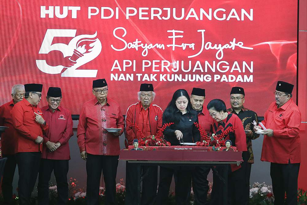 Pidato Ketua Umum PDI Perjuangan pada HUT PDIP ke 52 di Jakarta. (BeritaNasional/Elvis Sendouw)