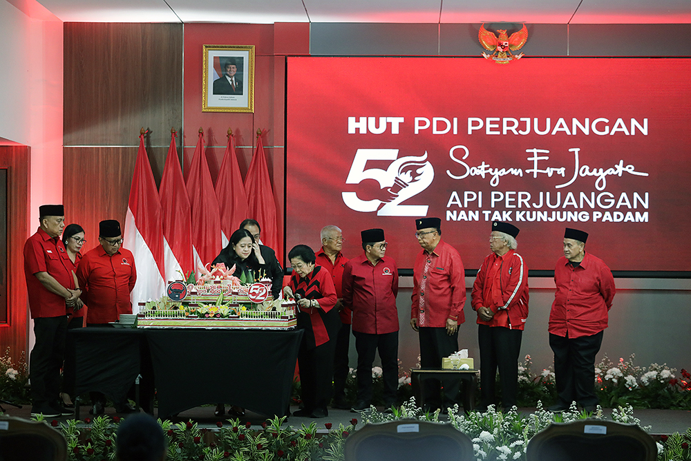 Pidato Ketua Umum PDI Perjuangan pada HUT PDIP ke 52 di Jakarta. (BeritaNasional/Elvis Sendouw)