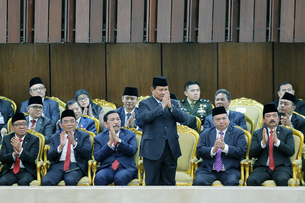 Presiden Joko Widodo sampaikan pidato dalam Sidang Tahunan MPR dan Sidang Bersama DPR - DPD Tahun 2024. (BeritaNasional/Elvis Sendouw)