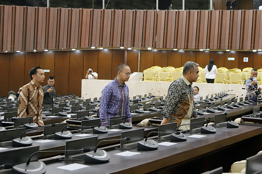 Pimpinan MPR meninjau persiapan Sidang Tahunan MPR RI 2025. (BeritaNasional/Elvis Sendouw)