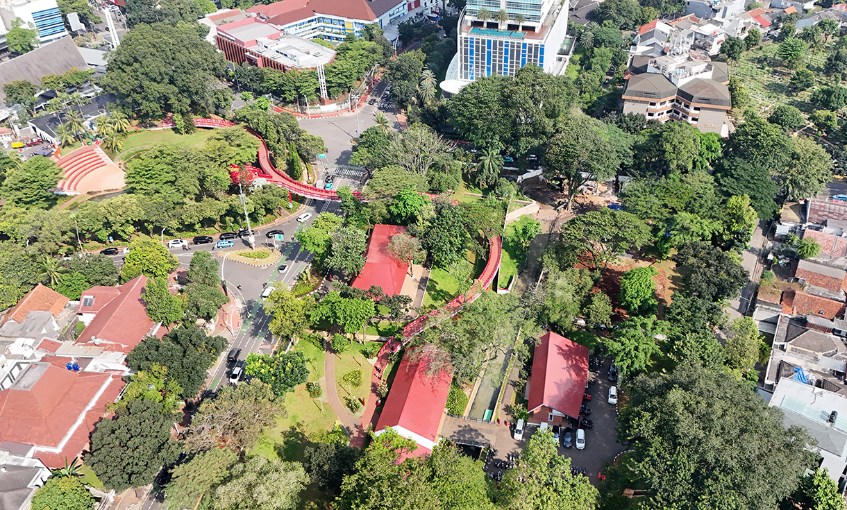 Foto Udara Taman Bendera Pusaka, Kebayoran Baru, Jakarta,Sabtu (4/4/2026). (Beritanasional.com/Oke Atmaja)
