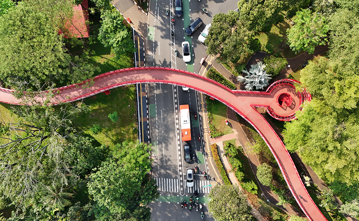 Foto Udara Taman Bendera Pusaka, Kebayoran Baru, Jakarta,Sabtu (4/4/2026). (Beritanasional.com/Oke Atmaja)
