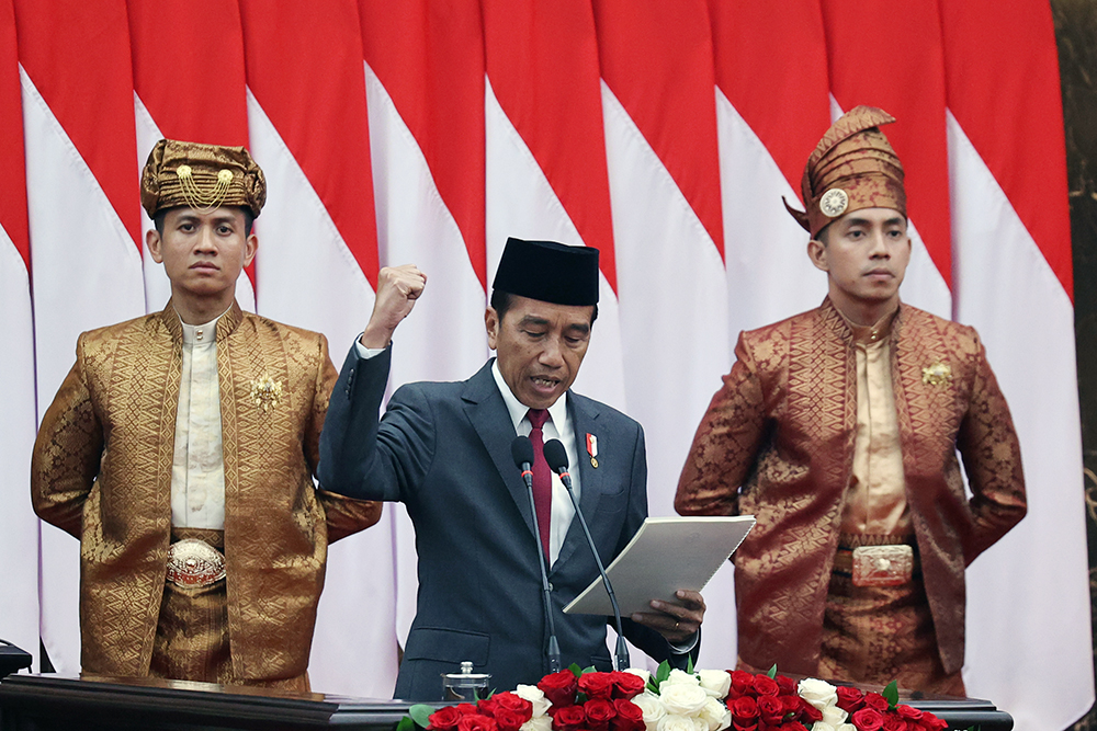 Presiden Jokowi sampaikan RUU APBN Tahun Anggaran 2024 beserta Nota Keuangan. (BeritaNasional/HO/Parlemen/Elvis Sendouw)