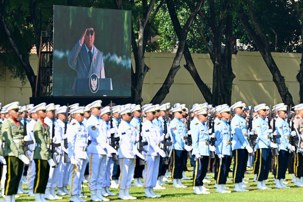 Presiden Prabowo Subianto memimpin upacara peringatan Hari Kesaktian Pancasila di Monumen Pancasila Sakti, Lubang Buaya, Jakarta, Rabu (1/10/2025).  (Biropers)