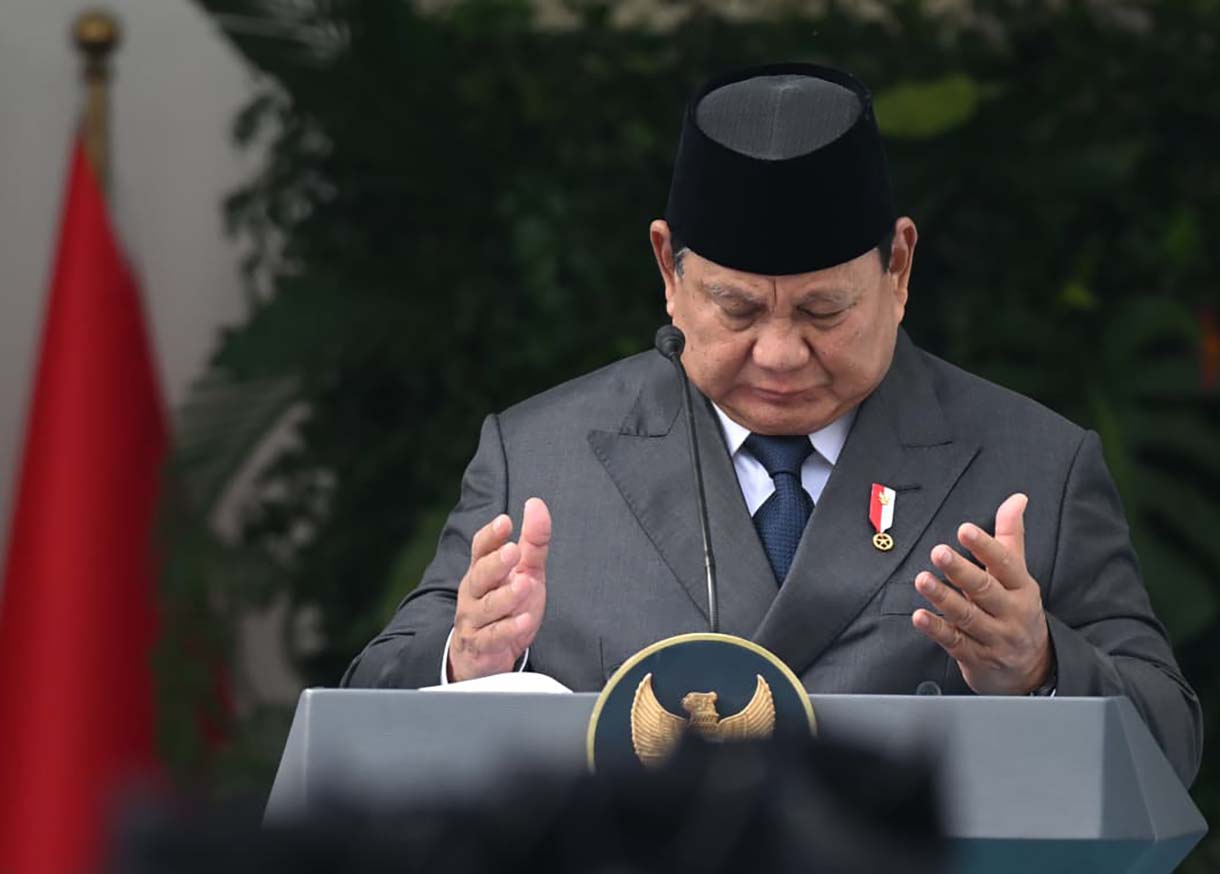 Presiden Prabowo Subianto menyampaikan pidatonya saat upacara peringatan Hari Lahir Pancasila di Lapangan Gedung Pancasila, kompleks Kementerian Luar Negeri, Jakarta, Senin (1/6/2026). (Biropers)
