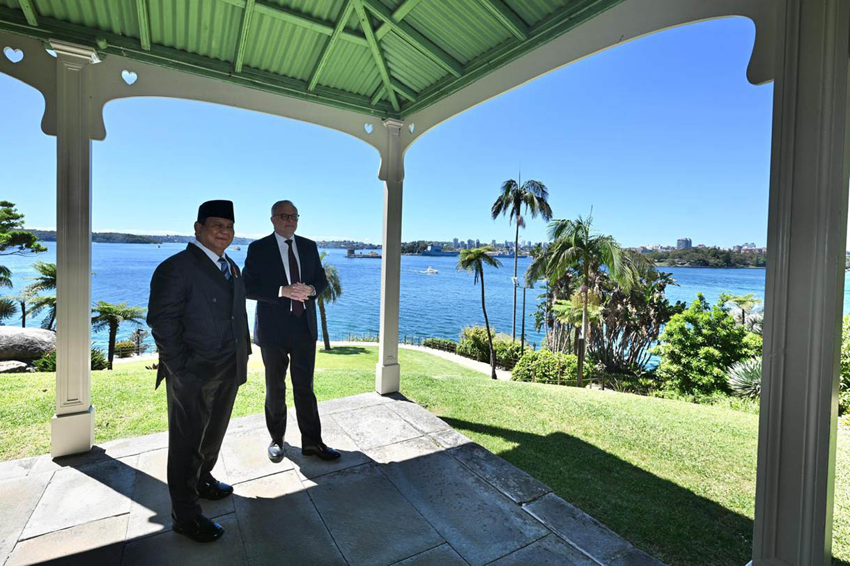 Presiden Republik Indonesia Prabowo Subianto melakukan pertemuan tête-à-tête dengan Perdana Menteri (PM) Australia Anthony Albanese di Kirribilli House, Sydney, pada Rabu, 12 November 2025.  (Biropers)