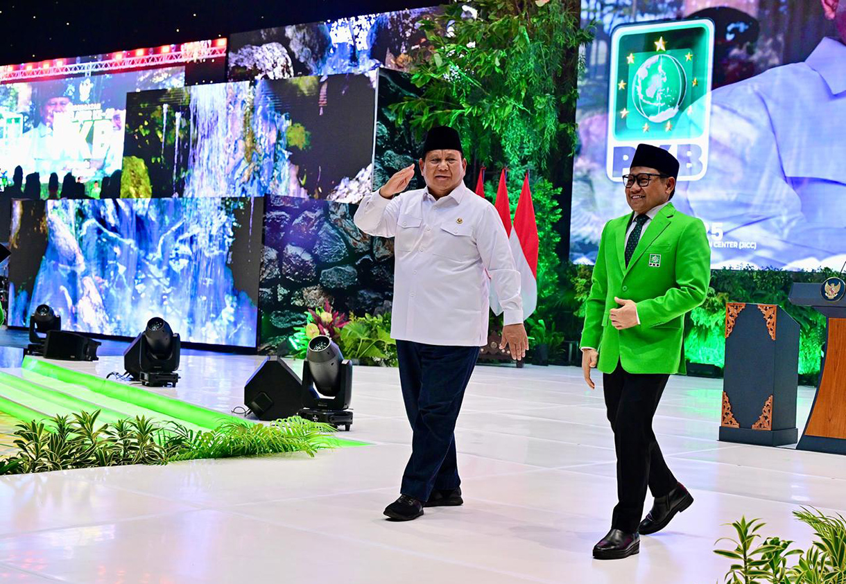 Presiden Prabowo Subianto memberikan sambutan pada Peringatan Hari Lahir ke-27 PKB di Jakarta Convention Center (JCC), Jakarta, Rabu (23/7/2025).(Beritanasional.com/ Biro Pers)