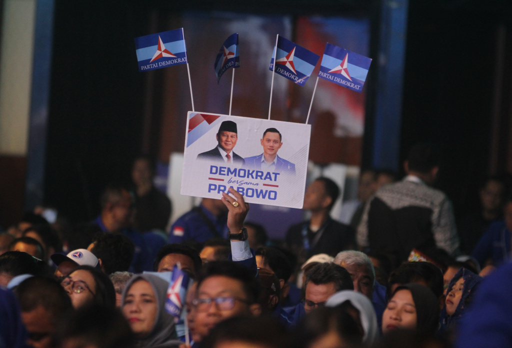 Presiden Prabowo Subianto menyampaikan pidato sambutannya dalam penutupan Kongres VI Partai Demokrat di Jakarta, Selasa (25/2/2025). (Berita nasional.com/Oke Atmaja)