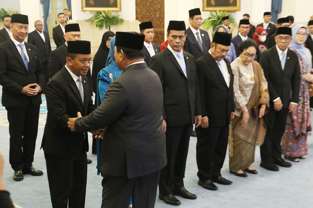 Presiden Prabowo Subianto saat pelantikan Dewan Energi Nasional (DEN) di Istana Negara, Jakarta, Rabu (28/1/2026). (Beritanasional.com/Oke Atmaja)
