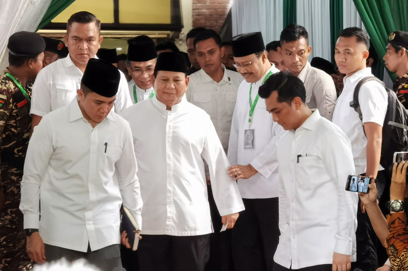 Presiden terpilih Prabowo Subianto menghadiri acara Jalal Bihalal PBNU. (BeritaNasional/Elvis Sendouw)