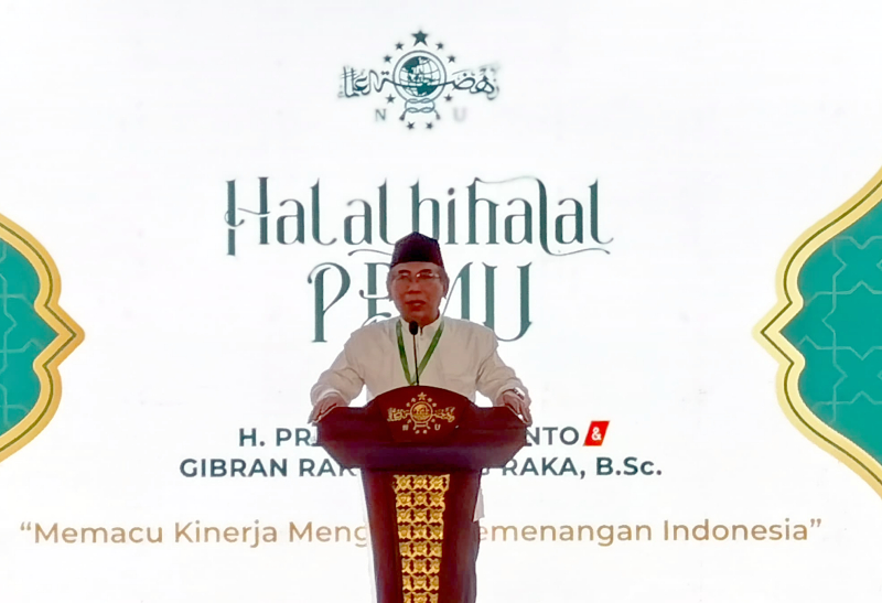 Presiden terpilih Prabowo Subianto menghadiri acara Jalal Bihalal PBNU. (BeritaNasional/Elvis Sendouw)