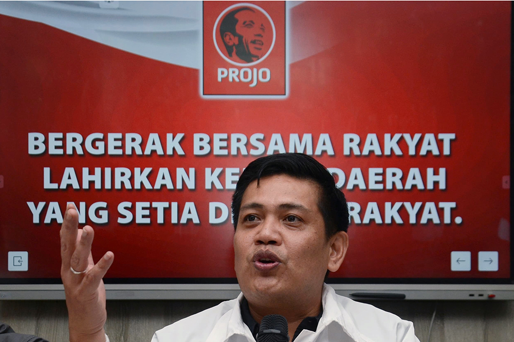 DPP Projo dukung calon-calon kepala daerah yang sejalan dengan visi pemerintahan Prabowo-Gibran. (BeritaNasional/Elvis Sendouw)