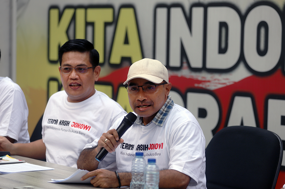 DPP Projo berikan keterangan kepada wartawan terkai dukungan pilkada dan isu-isu politik. (BeritaNasional/Elvis Sendouw)