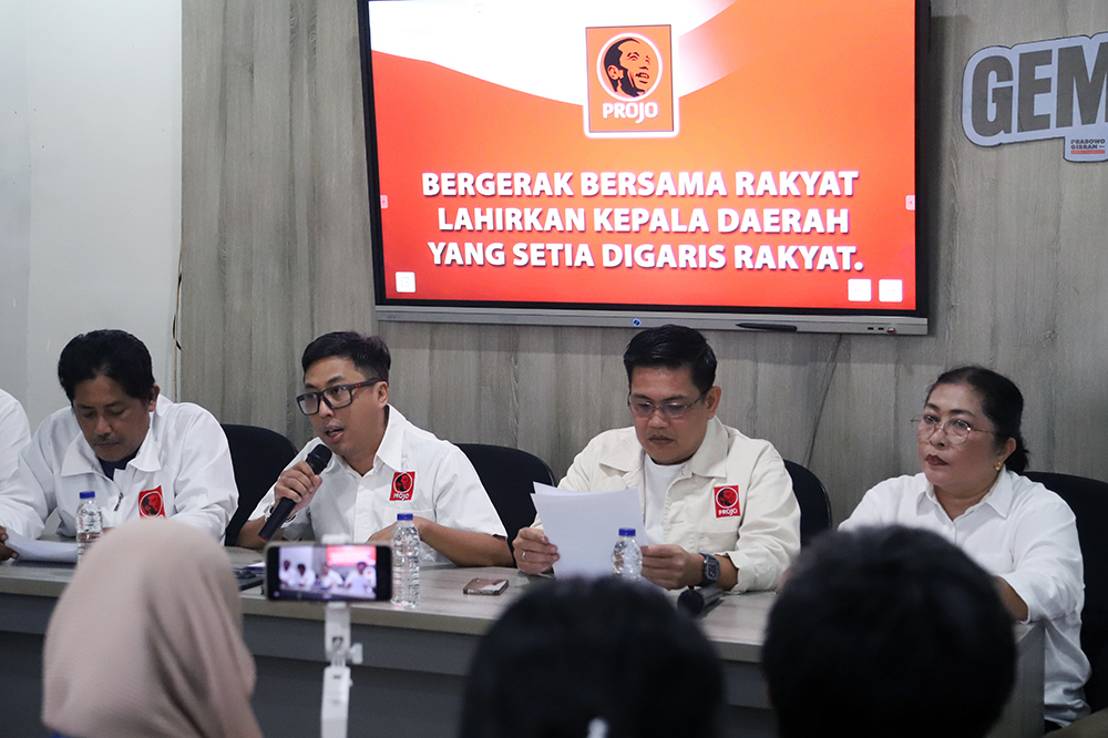 Projo mengumumkan dukungan kepada 8 calon kepala daerah. (BeritaNasional/Elvis Sendouw)