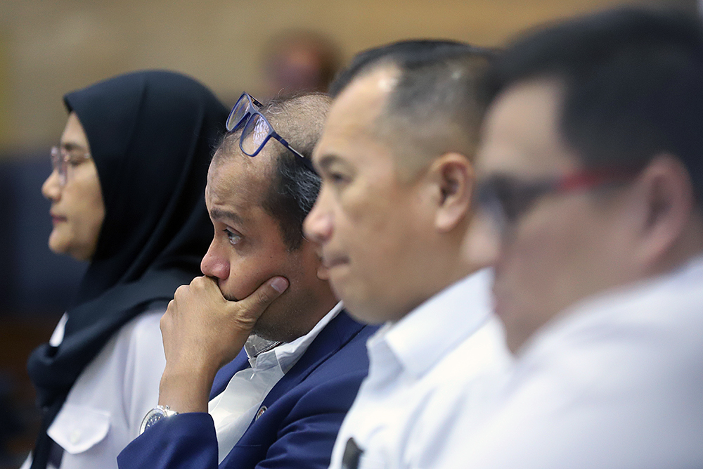 Wakil Menteri Hukum, Profesor Edward Omar Sharif Hiariej menghadiri rapat kerja bersama Badan Legislasi (Baleg) DPR RI. (BeritaNasional/Elvis Sendouw)