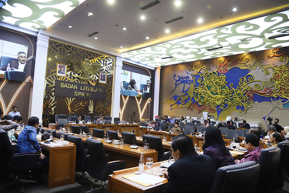 Badan Legislasi (Baleg) DPR RI menggelar rapat kerja (raker). (BeritaNasional/Elvis Sendouw)