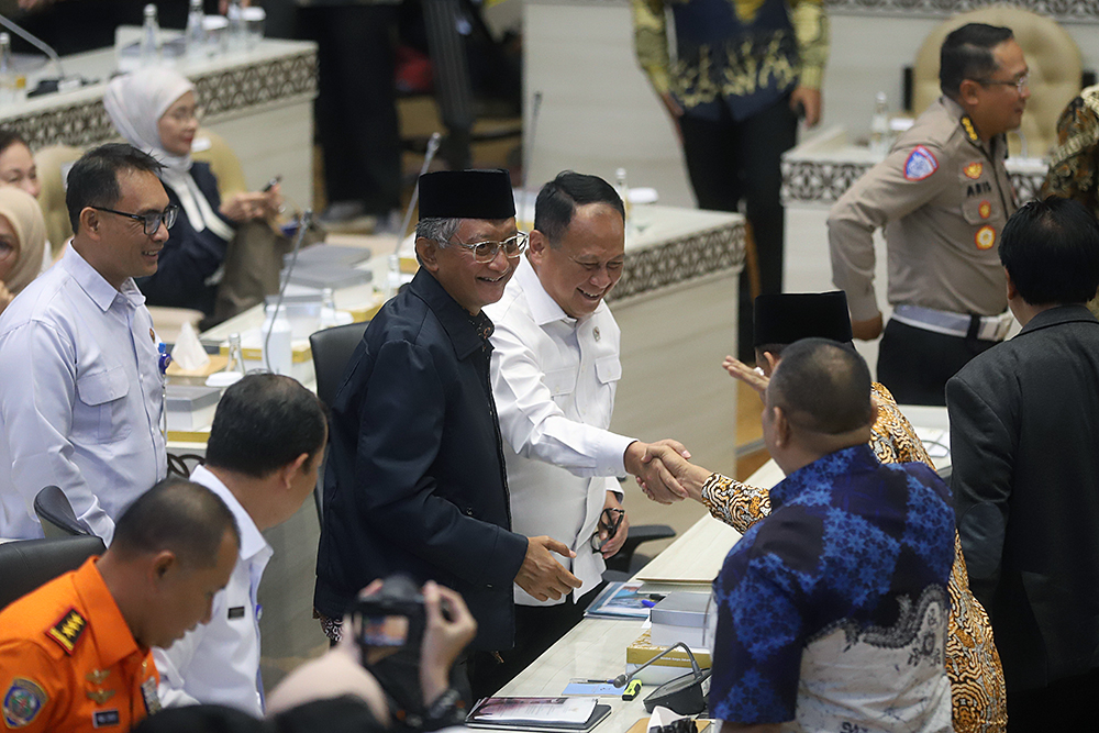 Rapat kerja komisi V bersama Menteri PU, Wamen Perhubungan, BMKG, Basarnas dan Korlantas ditunda. (BeritaNasional/Elvis Sendouw)