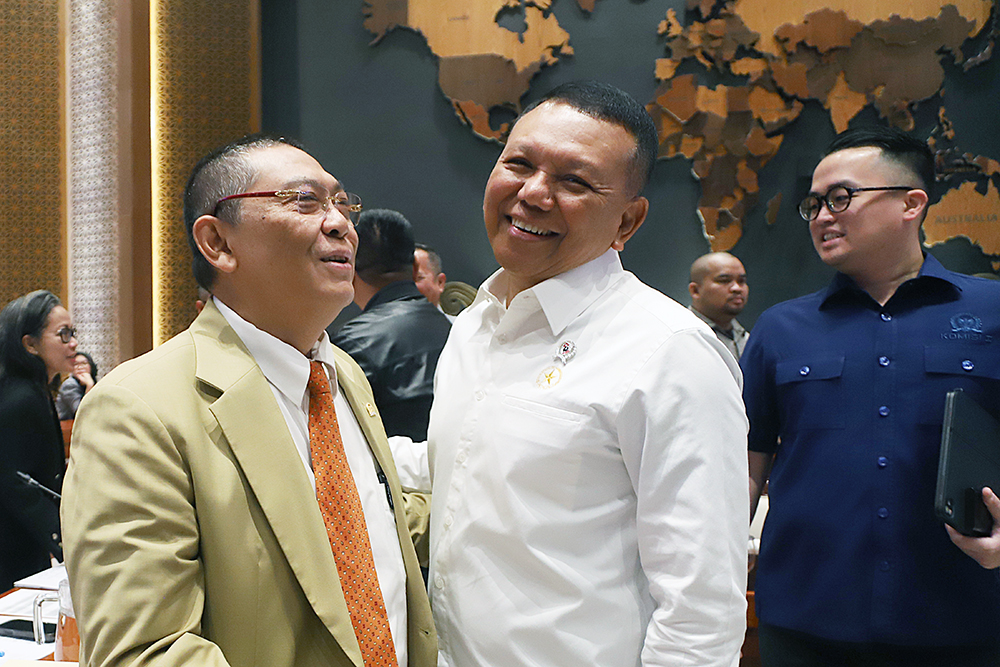 Raker Komisi I bersama pemerintah membahas Rancangan Undang-Undang tentang Keamanan dan Ketahanan Siber (KKS). (BeritaNasional/Elvis Sendouw)