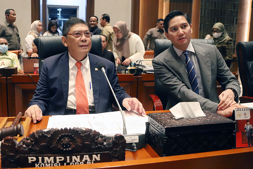 Rapat kerja Komisi I dengan Kementerian Pertahanan dan Panglima TNI. (BeritaNasional/Elvis Sendouw)