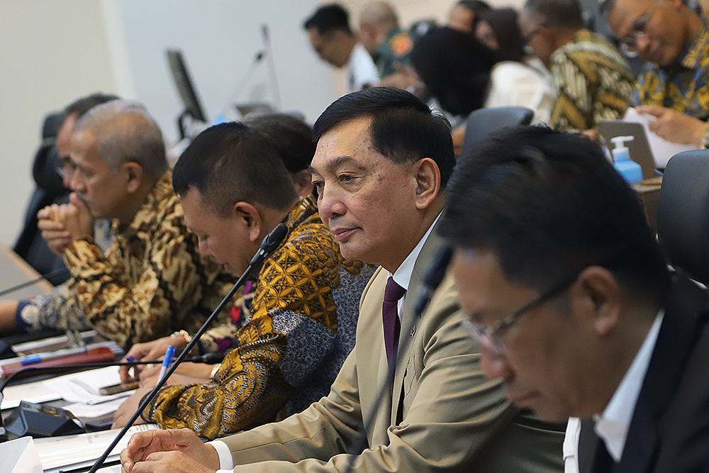 Rapat kerja Komisi I dengan pemerintah bahas RUU TNI. (BeritaNasional/Elvis Sendouw)